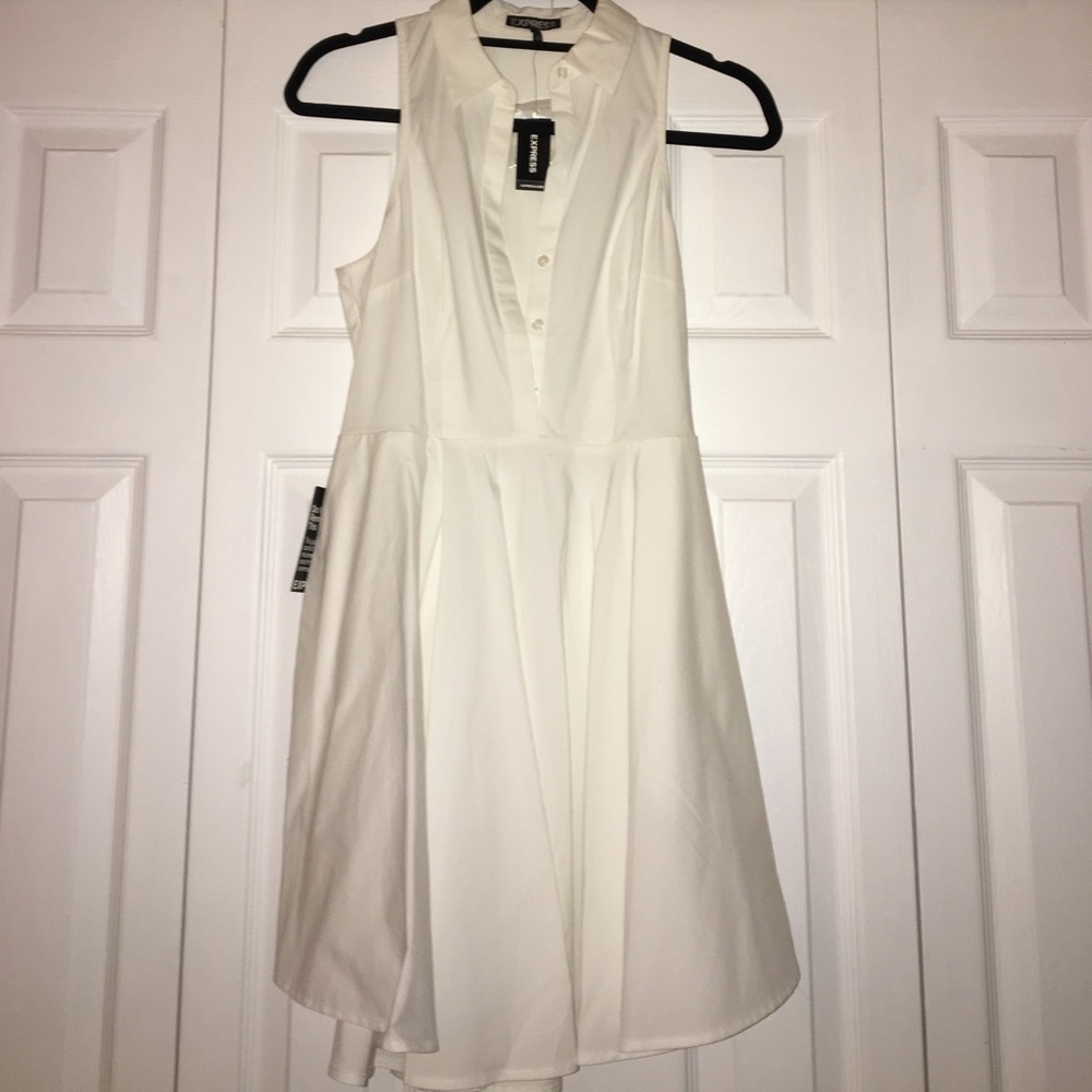 White collared flare dress